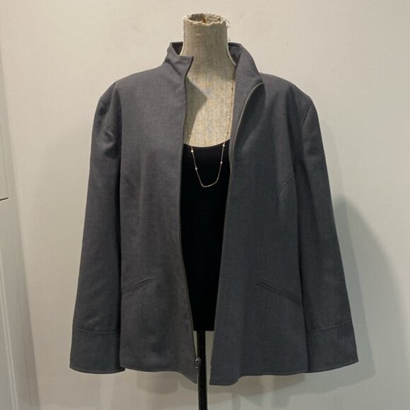 Ralph Lauren Jacket Blazer Wool Gray Zip Up Size 20 - Picture 4 of 16